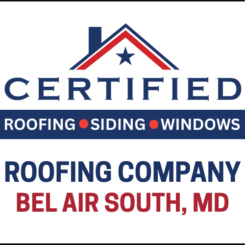 Certified Roofing logo with the text "Roofing Company Bel Air South MD"