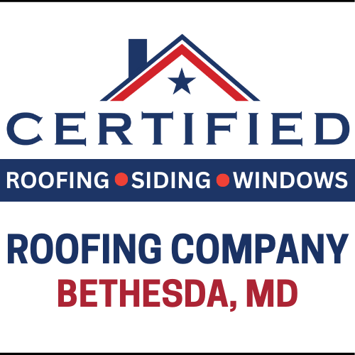 Certified Roofing logo with the text "Roofing Company Bethesda MD"