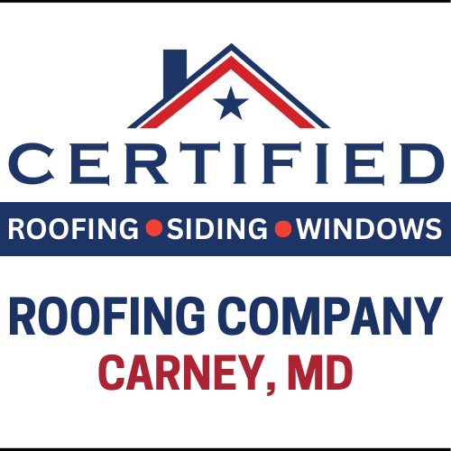 Certified Roofing logo with the text "Roofing Company Carney MD"