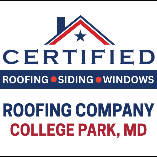 Certified Roofing logo with the text "Roofing Company College Park MD"