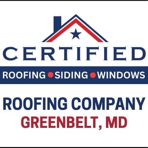 Certified Roofing logo and the words Roofing Company Greenbelt MD